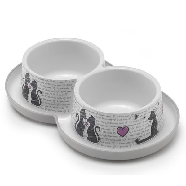 Миска для котів подвійна Moderna Double Trendy Dinner Cats in Love 2х350 мл (H136027CL) - фото 1