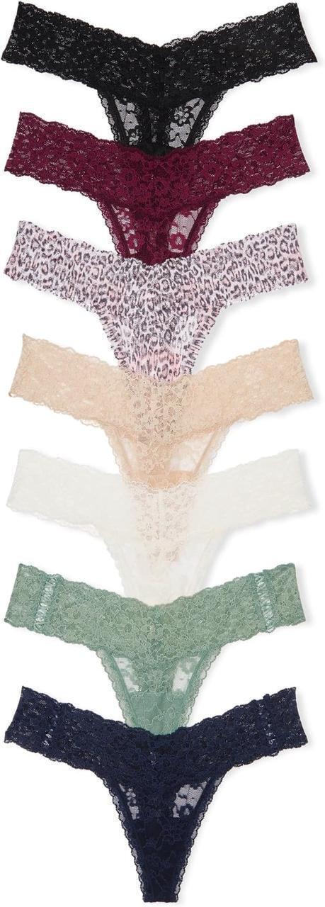 Набор женских трусиков Victoria's Secret Lace Thong 7 шт. XL Разноцветный (2400854601)