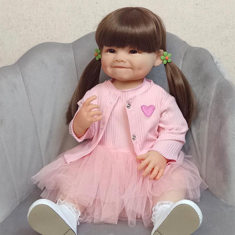 Кукла Reborn Кристина винил-силиконовая с соской/бутылочкой 55 см (1675803404)