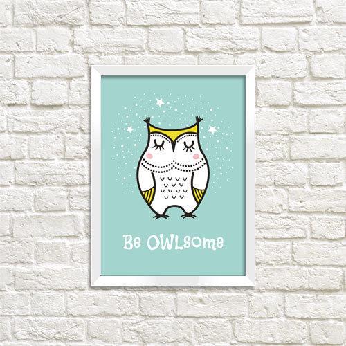 Постер в рамке Be OWL 30x42 см A3 (WMT3_ART058_WH)