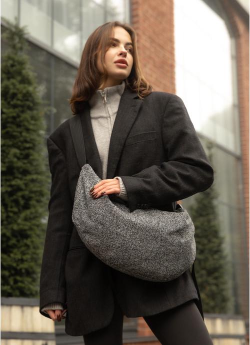 Женская сумка хобо Sambag тканевая Серый (727058428)