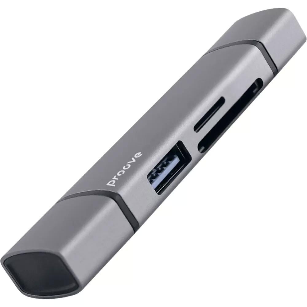 Картридер Proove Iron Link 3in1 USB3.0&SD Card&MicroSD Card Type-C/USB 5Гбит/с Серый (685910012)