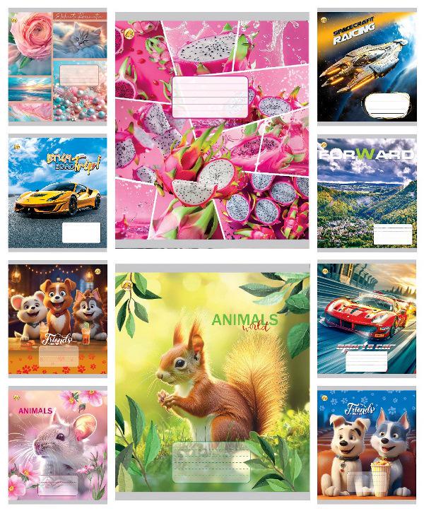 Зошити учнівські Тетрада Мікс 1 в клітинку тверда палітурка 18 арк. 20 шт. (MTT-199174)