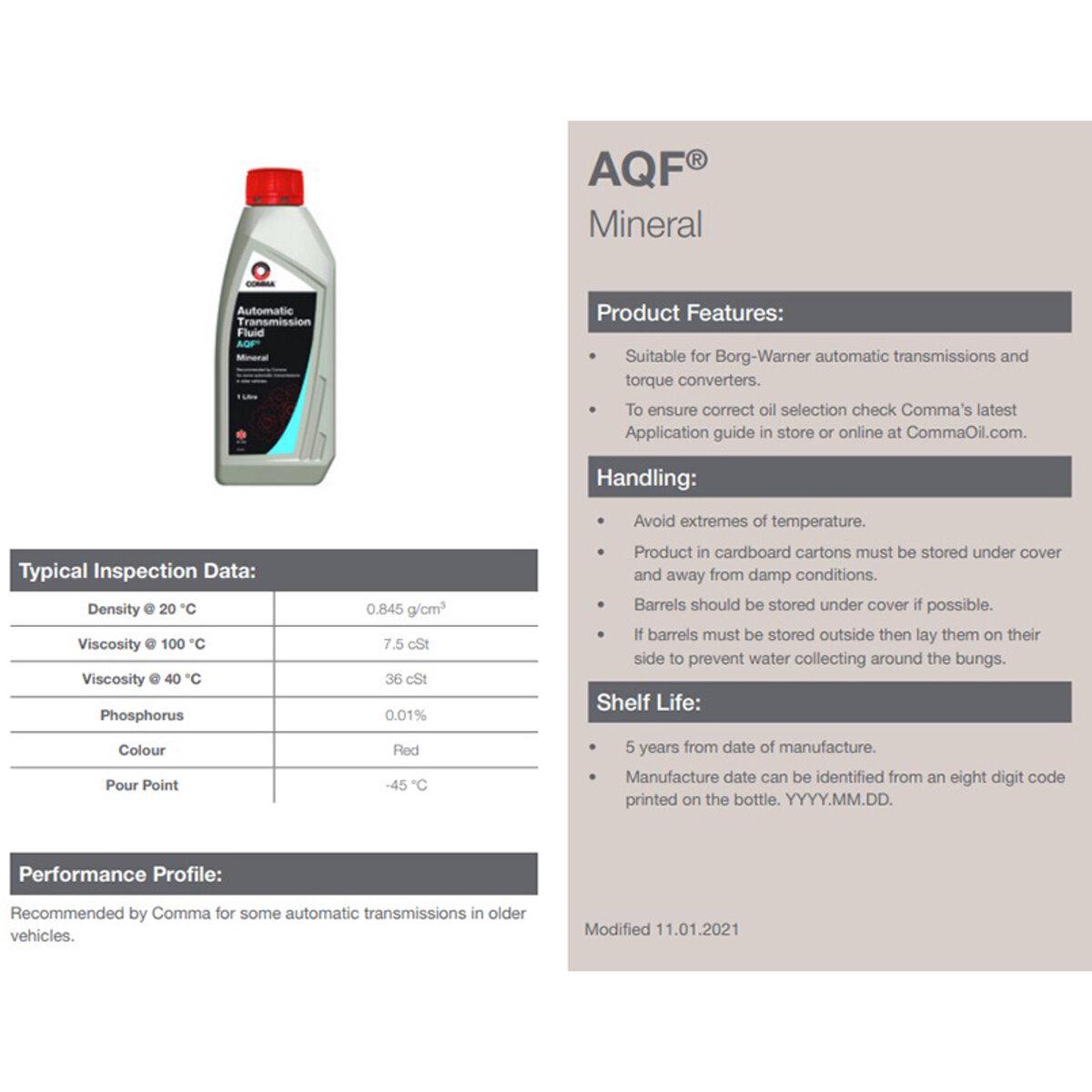 Трансмісійне мастило COMMA AQF Auto Trans FLUID мінеральна для автоматичних коробок передач Borg-Warner 1 л (ATF1L) - фото 2