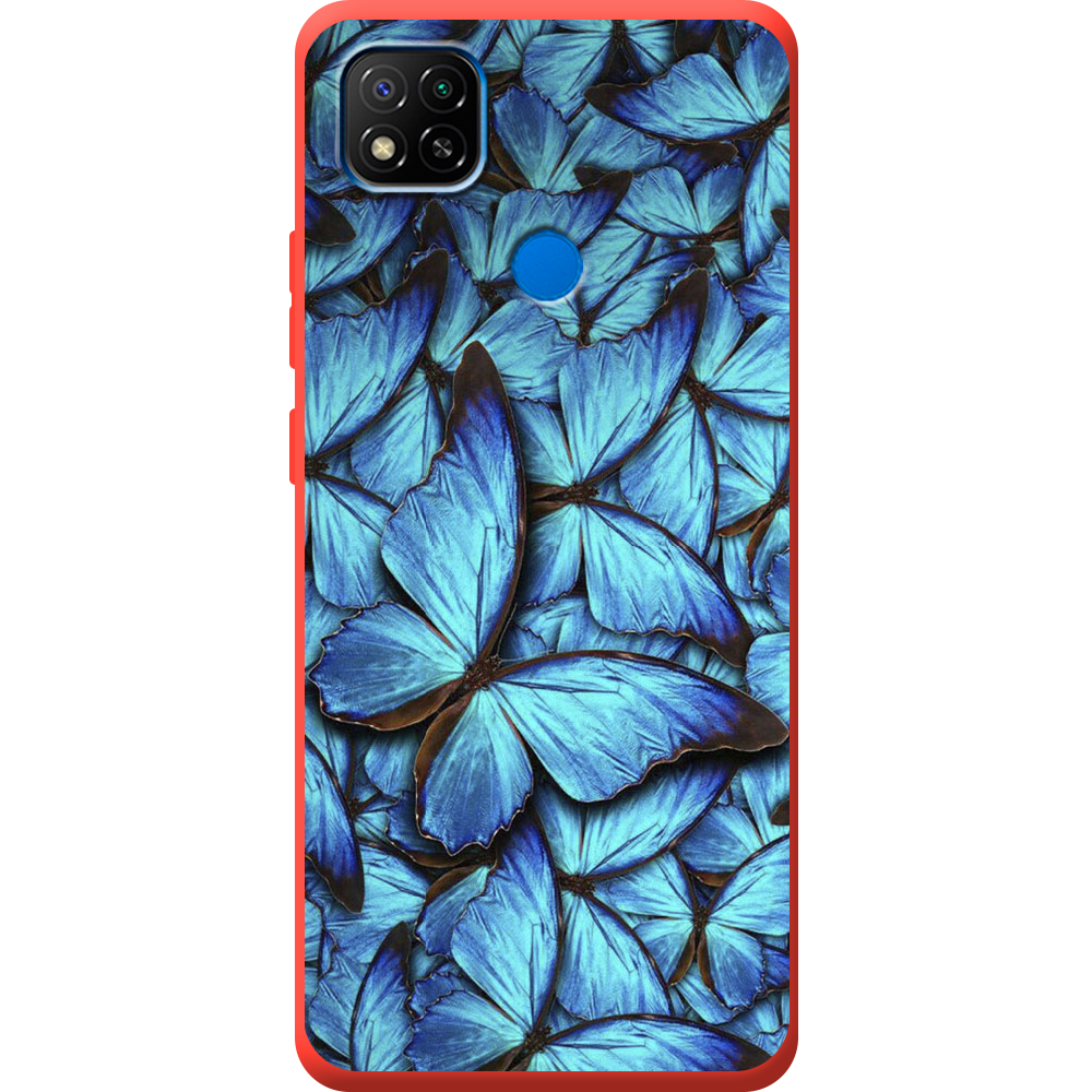 Чехол BoxFace Xiaomi Redmi 9C лазурные бабочки Красный силикон (40879-up1550-44021)