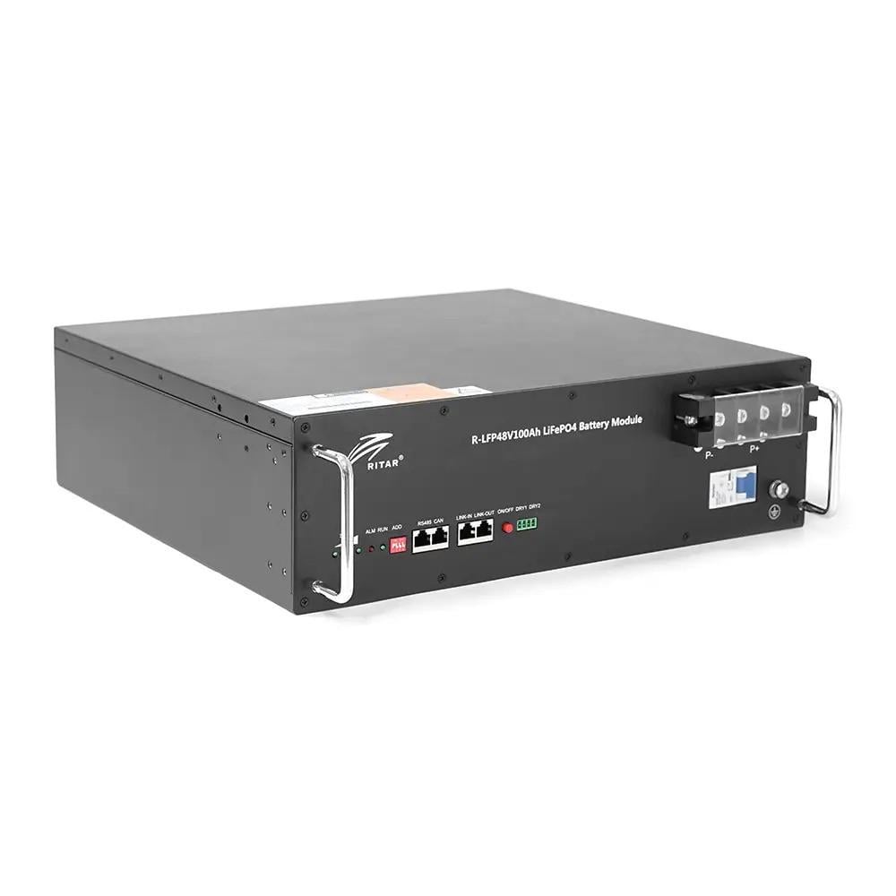 Батарея акумуляторна Ritar LiFePO4 48V 100Ah 4800Wh BMS100 15S для монтажу в стійку