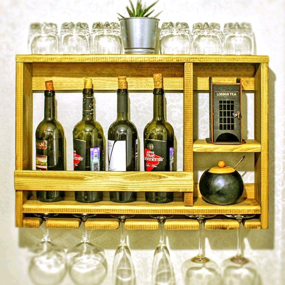 Полка для вина настенная из дерева Котори Карри (ПНК-028003)