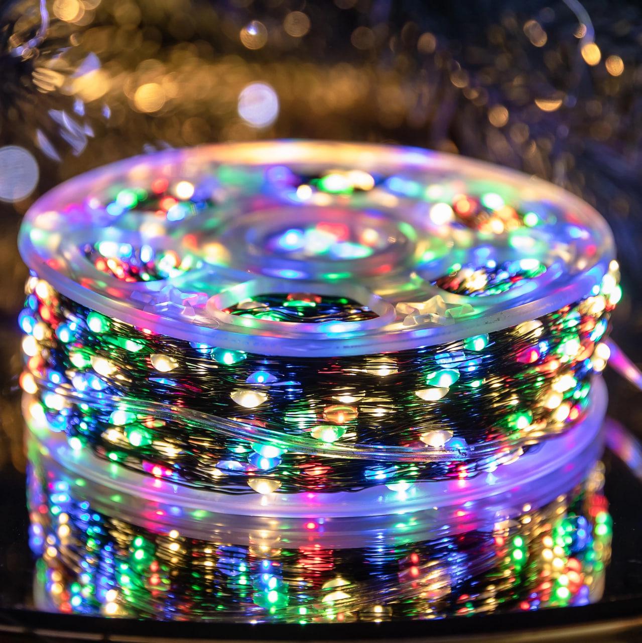 Гирлянда роса на пульте 1000 LED светодиодов капля на зеленой проволоке 100 м Разноцветный (1000L100MGML) Гирлянда роса на пульте 1000 LED светодиодов капля на зеленой проволоке 100 м Разноцветный (1000L100MGML)