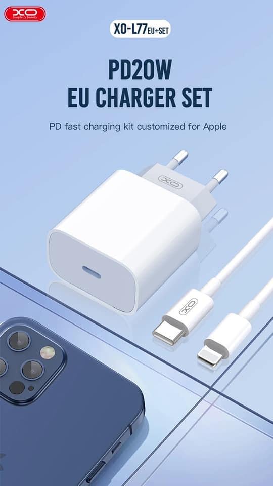 Зарядка быстрая Xo L77 PD кабель Lightning 20W White (34916) - фото 2 Зарядка быстрая Xo L77 PD кабель Lightning 20W White (34916) - фото 2