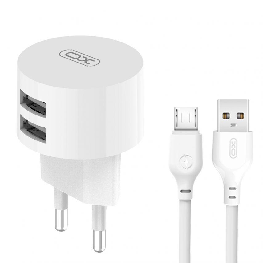 Зарядний пристрій Xo L62 2xUSB 2,4A micro-USB White