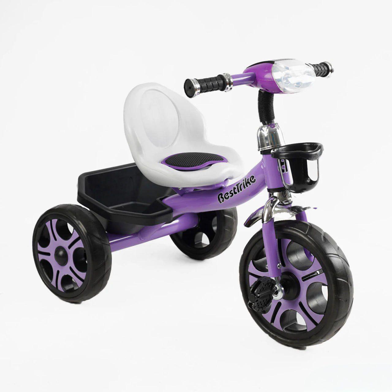 Велосипед трехколесный Best Trike BS-27102 с фарой и корзиной Фиолетовый