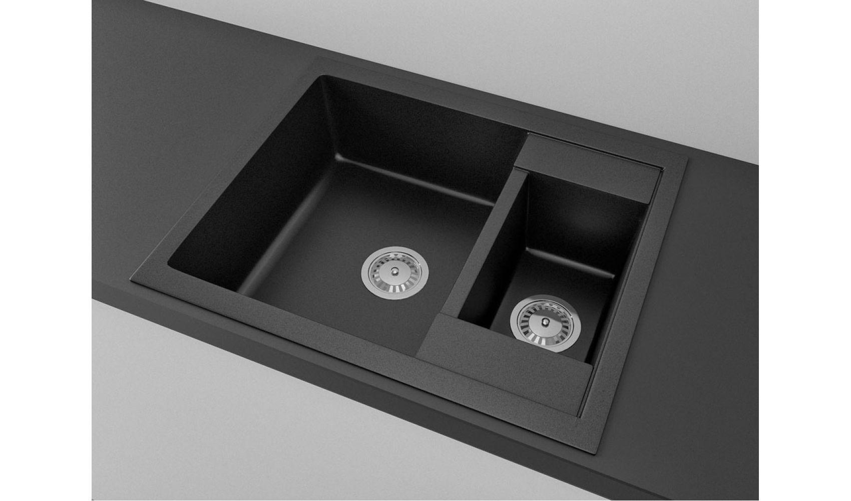 Кухонна мийка Lexona Omnia Compact гранітна з краном Чорний - фото 4