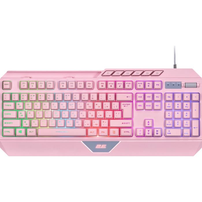 Клавіатура мембранна 2E Gaming KG315 RGB 104 клавіші 6 макро ENG UKR Pink (2E-KG315UPK)