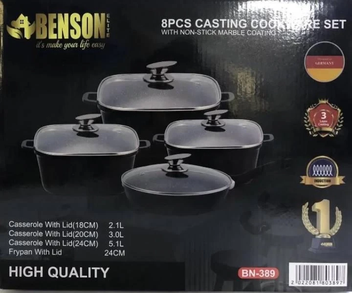 Набор посуды Benson 8 пр. (BN-389) - фото 3 Набор посуды Benson 8 пр. (BN-389) - фото 3