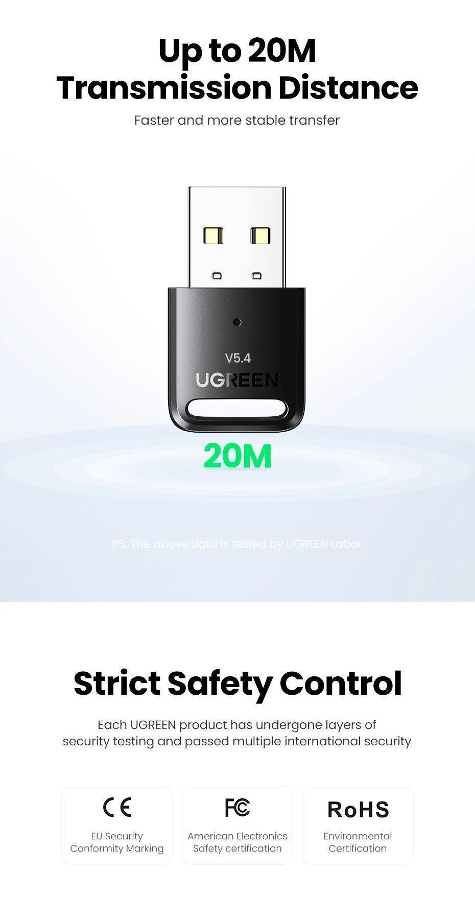 Адаптер UGREEN Bluetooth 5.4 приемник-передатчик USB Черный (35058) - фото 4