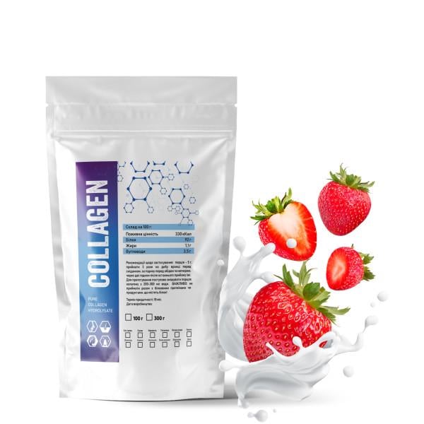 Коллаген гидролизованный в порошке Клубника на 30 порций 300 г (21-125-kg-p300)