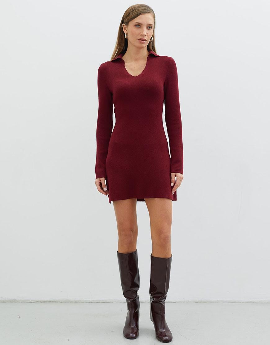 Сукня міні поло трикотажна THE LACE бордова XS-S