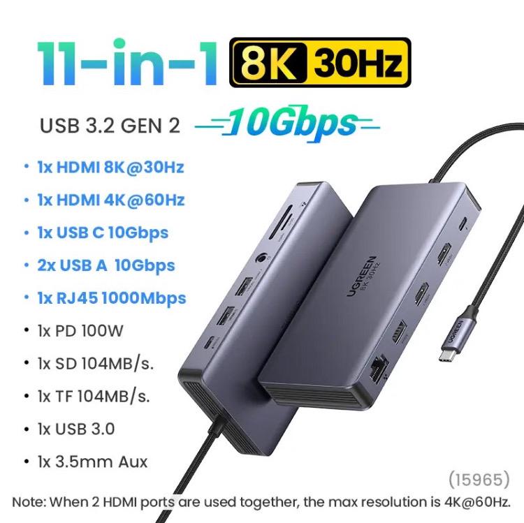 Концентратор UGREEN CM681 Type-C 11в1 Hub (15965) - фото 9
