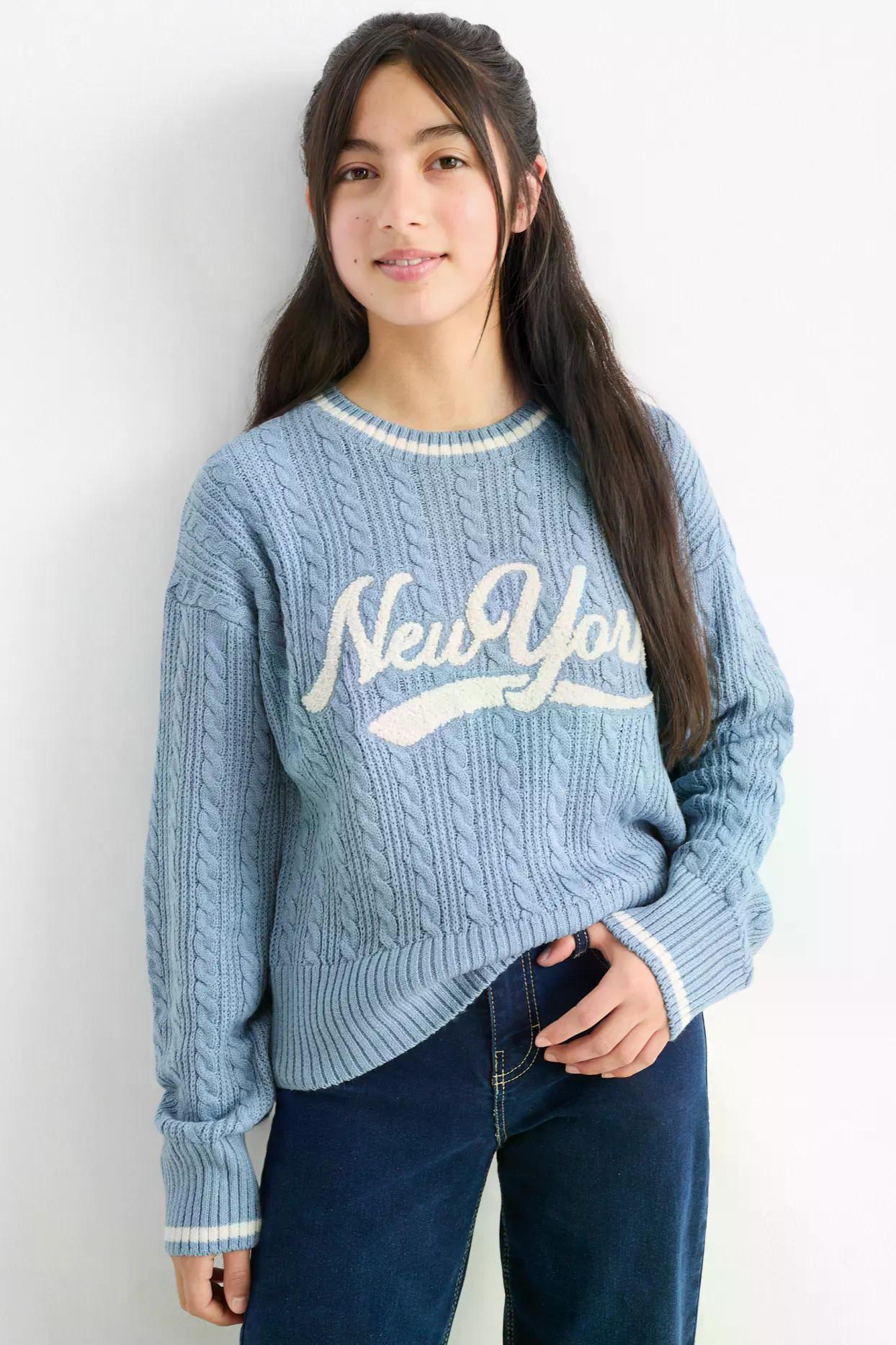 Светр в'язаний для дівчинки C&A 128 см Блакитний (25082735) - фото 4 Светр в'язаний для дівчинки C&A 128 см Блакитний (25082735) - фото 4