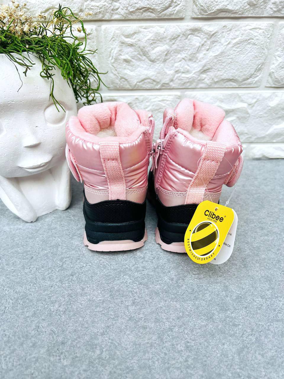 Дутики для дівчинки зимові Clibee 1612 р. 25 16,5 см Рожевий (1612-2) - фото 3