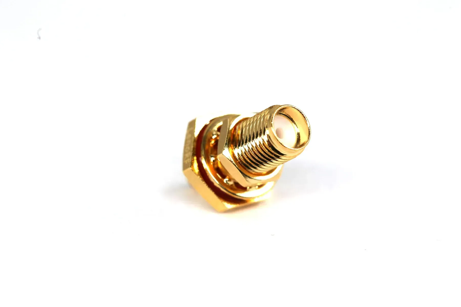 Разъем SMA-female гнездо под кабель RG-316/RG-174 монтаж на обжимной панель Gold (3.01.396)