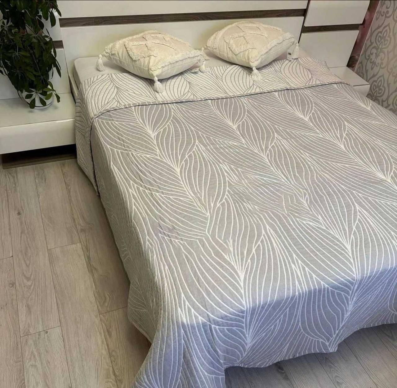 Плед муслиновый хлопковый евро 200х230 см Серый (П4К-muslin-2025-001-02)