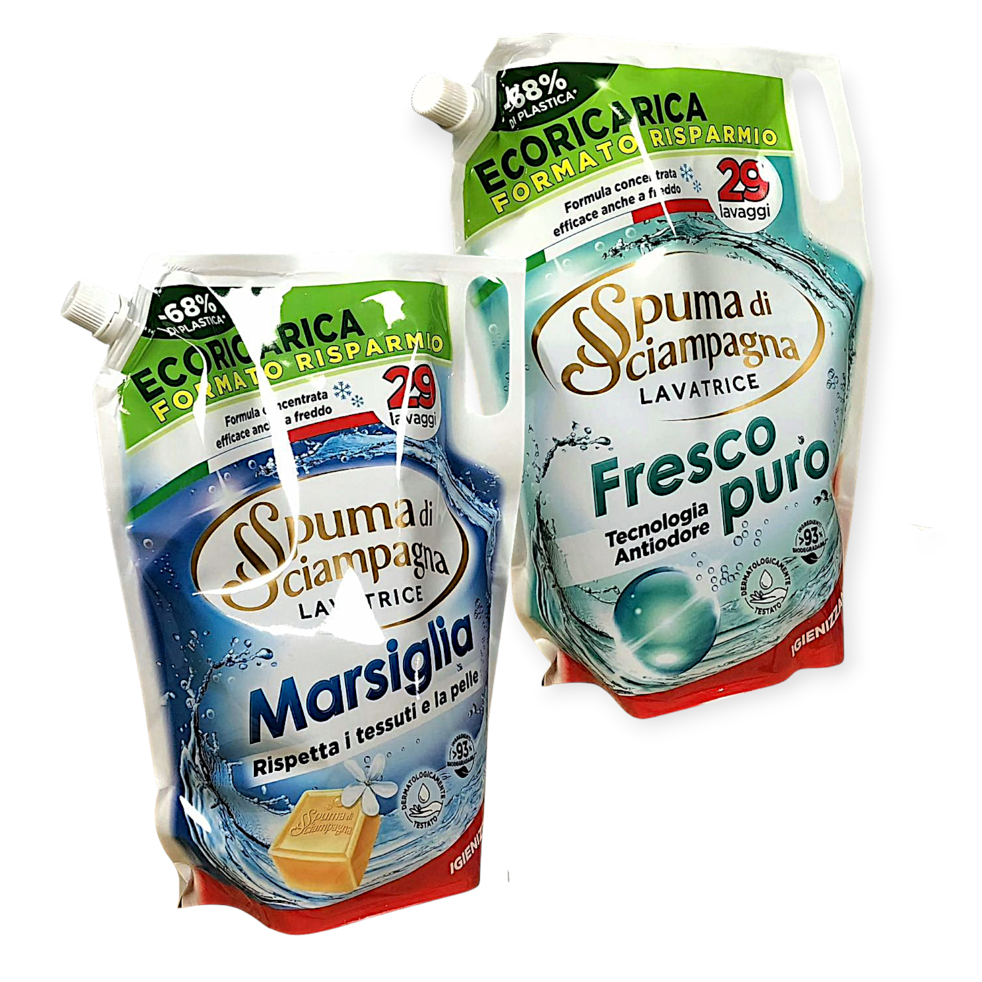 Набор геля концентрат универсальный для стирки Spuma Di Sciampagna Fresco Puro and Marsiglia 29 стирок 1,305 л 2 шт. (15447/23)