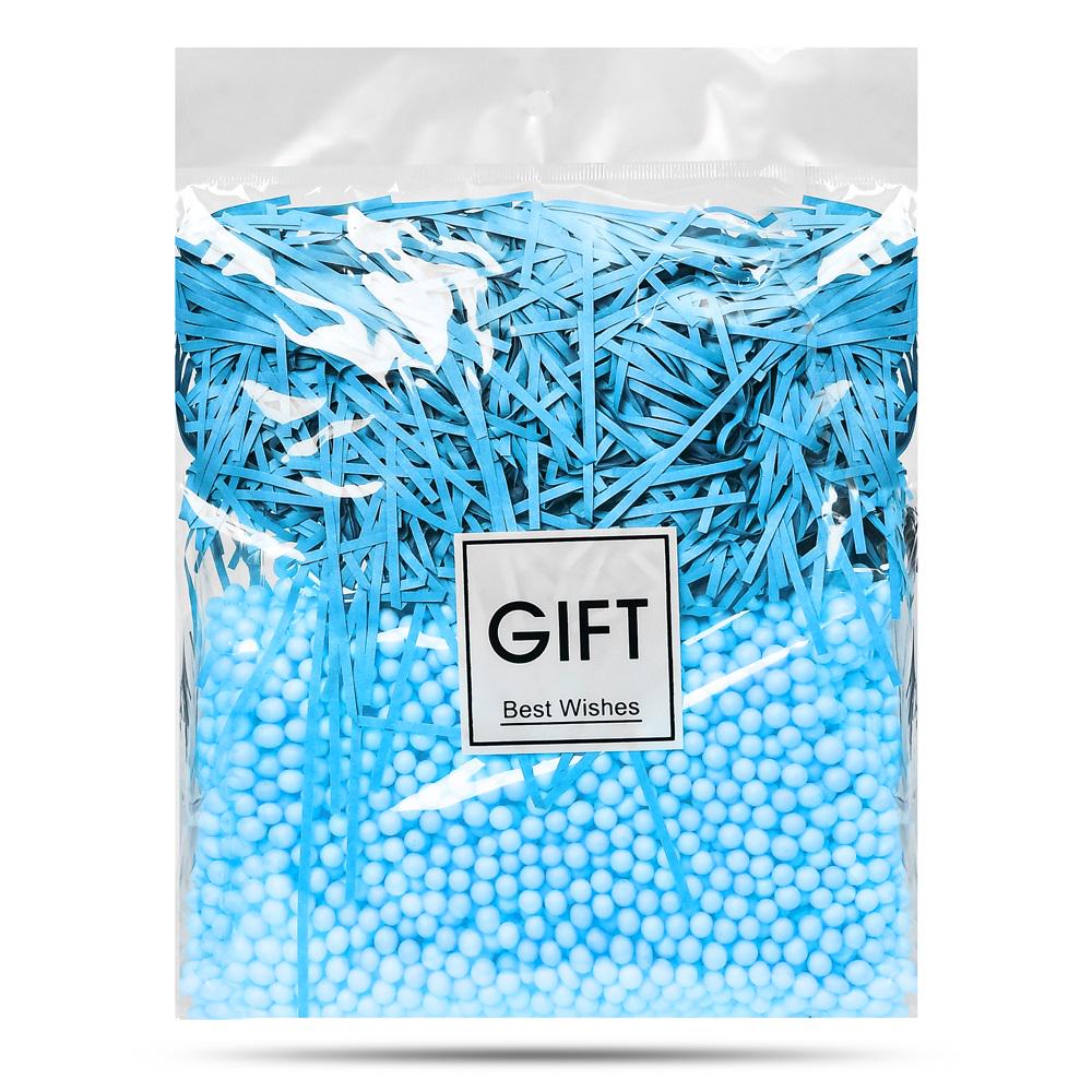 Декоративный пенопластовый наполнитель и бумага для подарочных коробок 40 г Голубой (22091886)