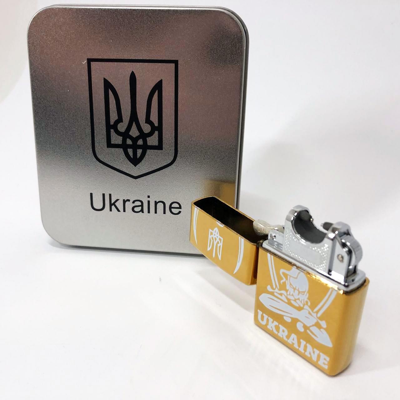Зажигалка дуговая электроимпульсная USB Украина металлическая коробка Золотой (HL-449) - фото 5 Зажигалка дуговая электроимпульсная USB Украина металлическая коробка Золотой (HL-449) - фото 5