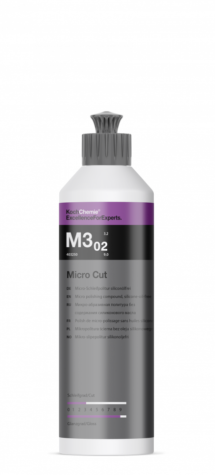 Микрошлифовальная антиголограммная полировальная паста 250 мл Koch Chemie Micro Cut M3.02 Микрошлифовальная антиголограммная полировальная паста 250 мл Koch Chemie Micro Cut M3.02