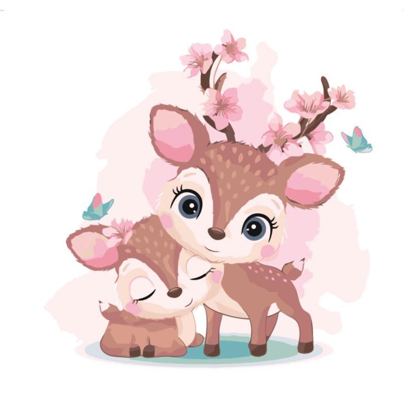 Картина по номерам Strateg Крошки-оленята 30x30 см (ES002)