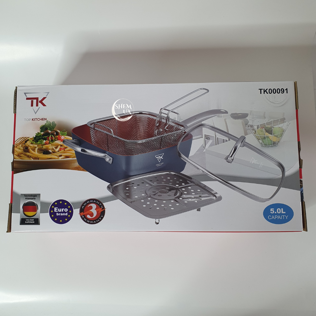 Сковорода/фритюрниця/стільник Top Kitchen з кришкою 5 л K100-T09-Grey - фото 9