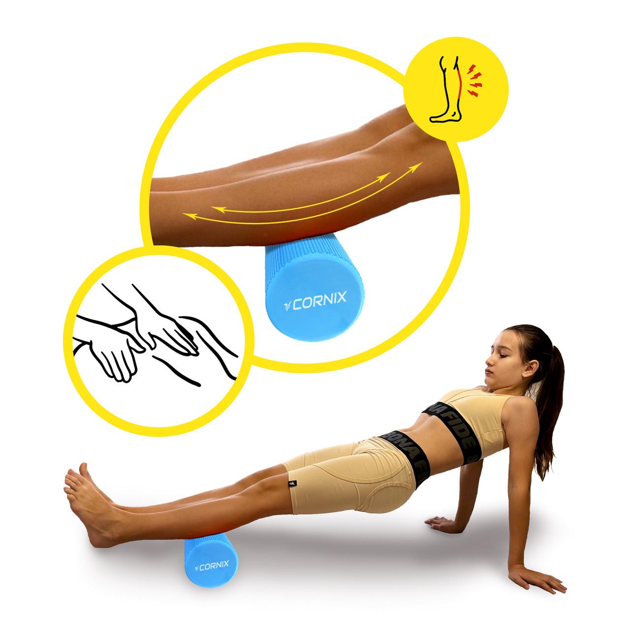 Масажний ролик Cornix EVA+ 45х15 см Blue (XR-0306) - фото 6 Масажний ролик Cornix EVA+ 45х15 см Blue (XR-0306) - фото 6