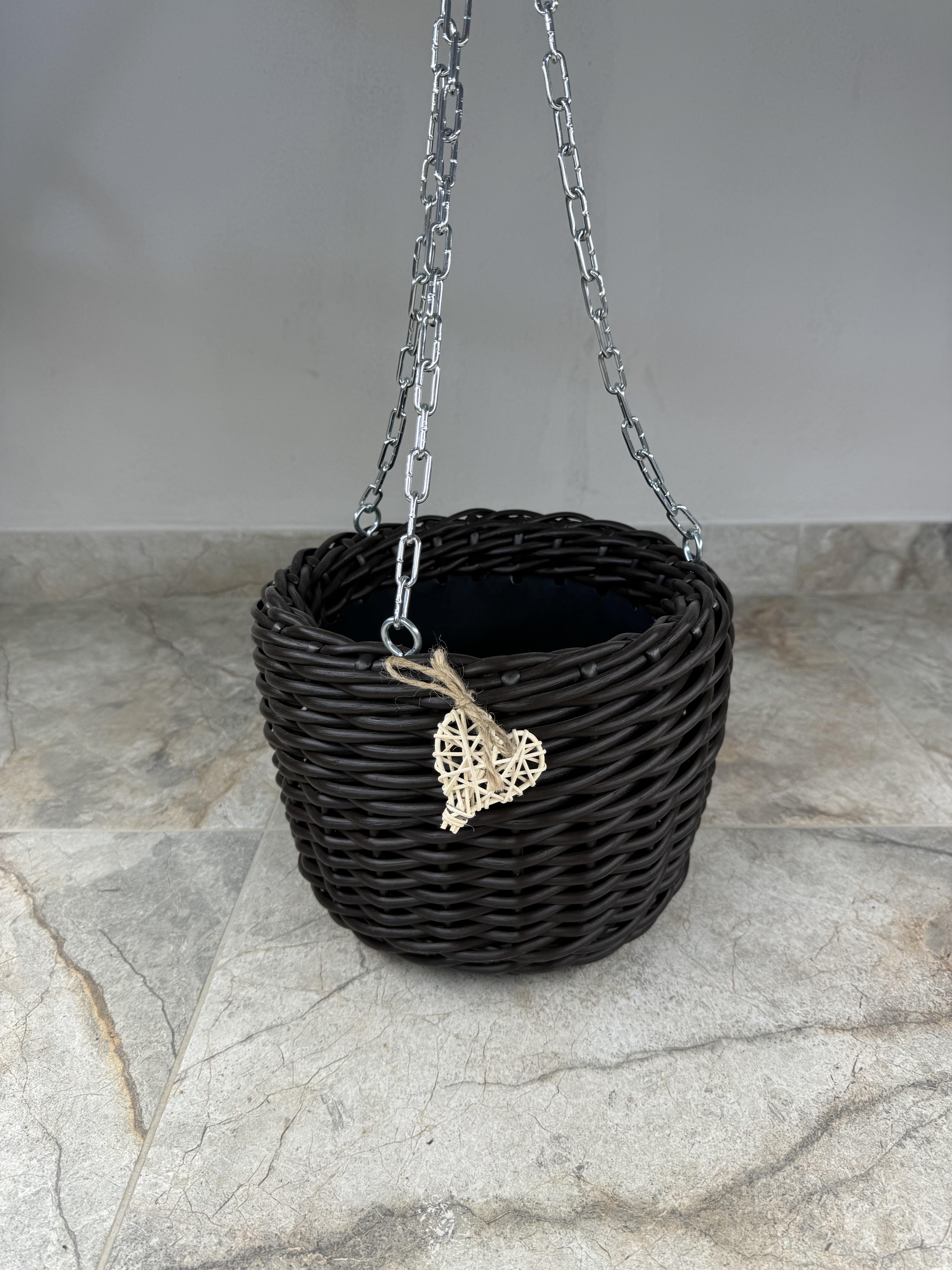 Кашпо підвісне із штучного ротангу ручної роботи 5 л Шоколадний (3274011) - фото 3