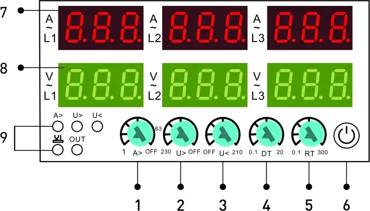 Реле трифазне реле контролю напруги та струму 100A AVR-100TF Samwha - фото 3