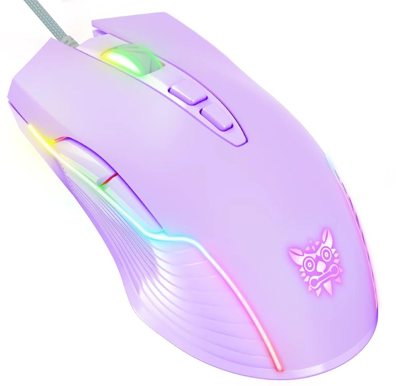 Мышка игровая Onikuma 6400 DPI RGB подсветка 7 проводных кнопок Фиолетовый (574837)