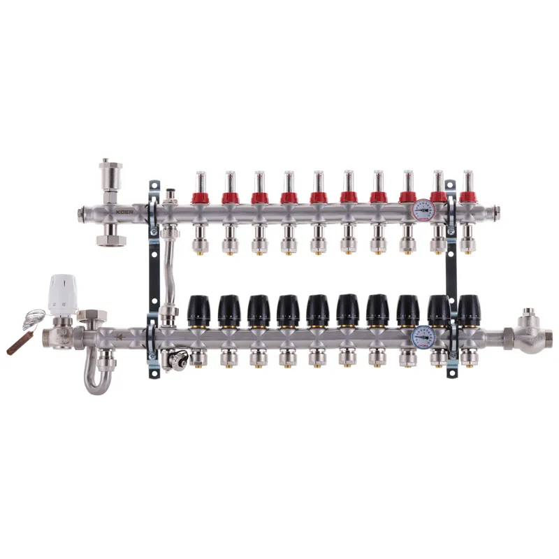 Коллектор со встроенным смесительным узлом KOER KR.S1011-10 1"х10 SUS304 и евроконус 3/4-16 (KR2933)