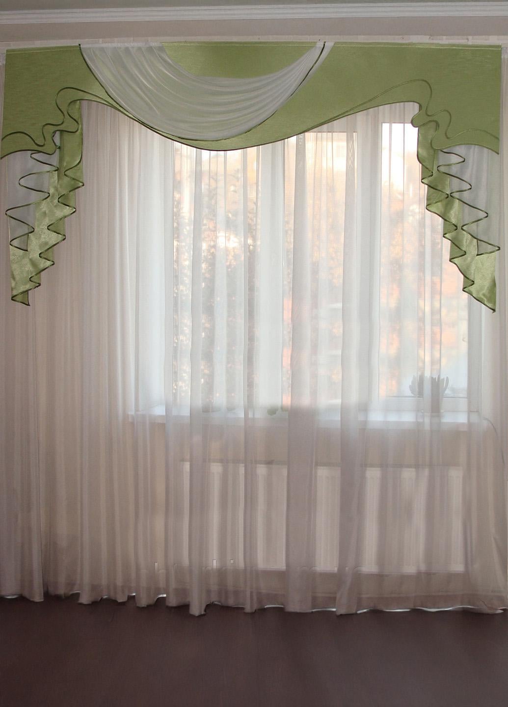 Ламбрекен жесткий Firanka Роспись 250 см Салатовый (98ж)