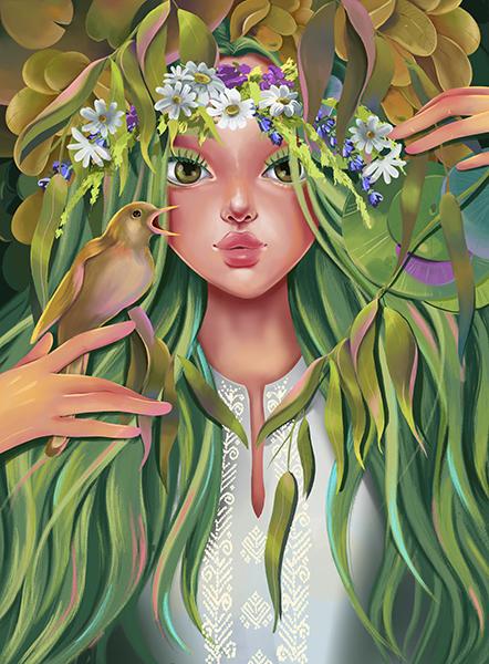 Алмазная мозаика Діамантові ручки Мавка Лесная красавица 20х30 см на подрамнике полная выкладка