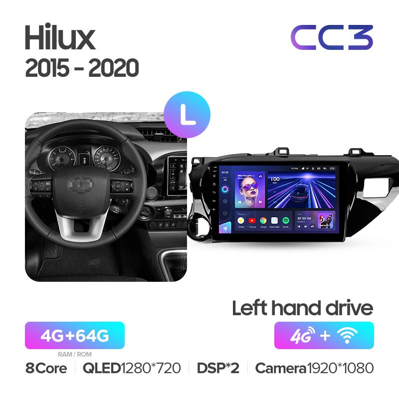 Автомагнитола штатная Teyes CC3 для Toyota Hilux Pick Up AN120 2015-2020 Android CC3 4+64G Wi-Fi+4G (1652137271) - фото 2