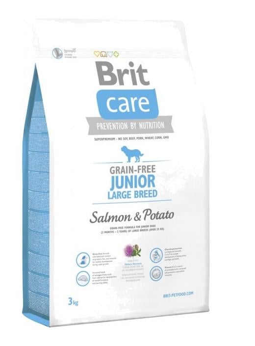 Корм для собак сухий Brit Care GF Junior Large Breed Salmon and Potato великих та гігантських порід 3 кг