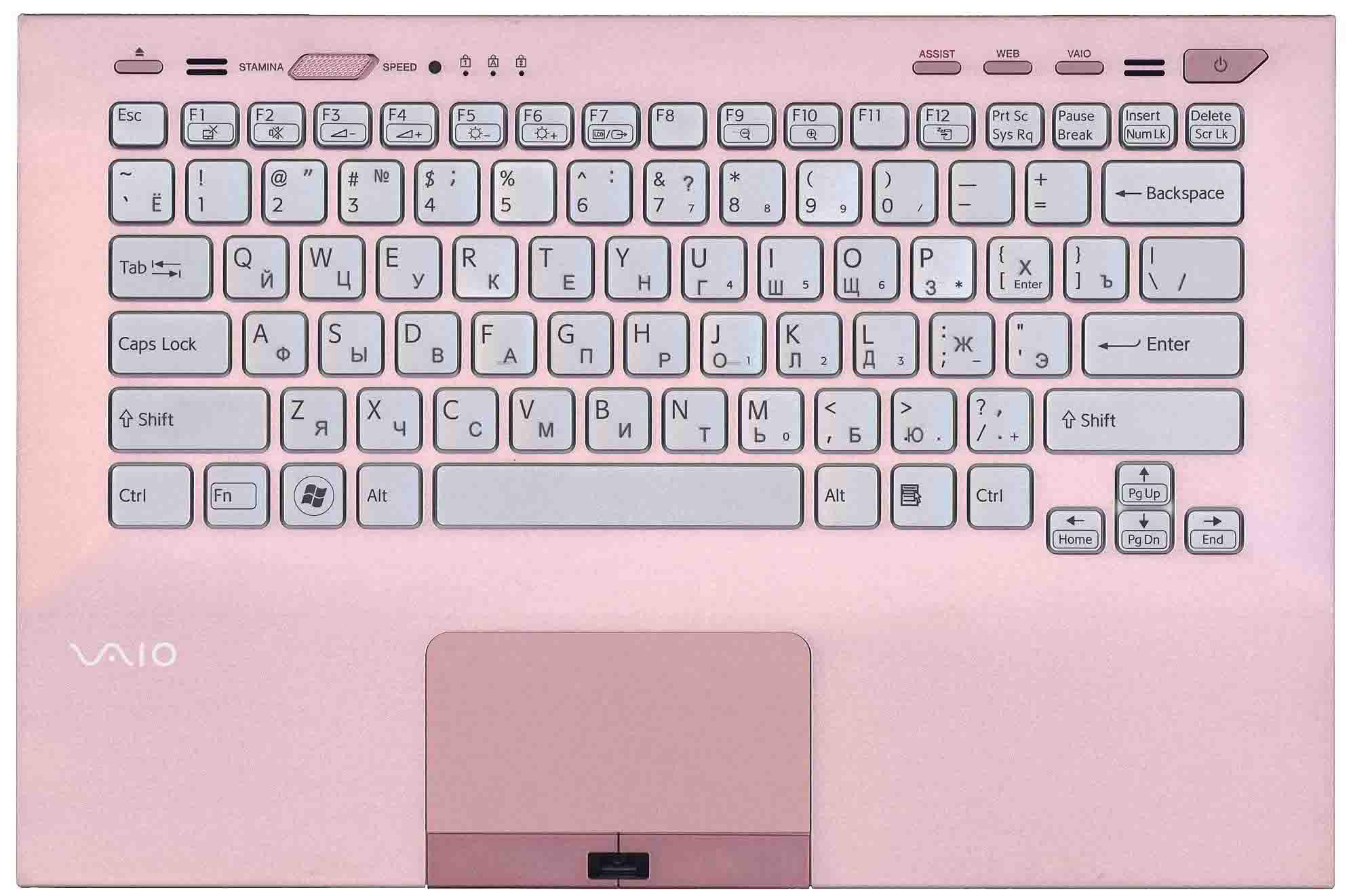 Клавиатура для ноутбука Sony Vaio VPC-SB fingerprint reader Rose Frame Silver