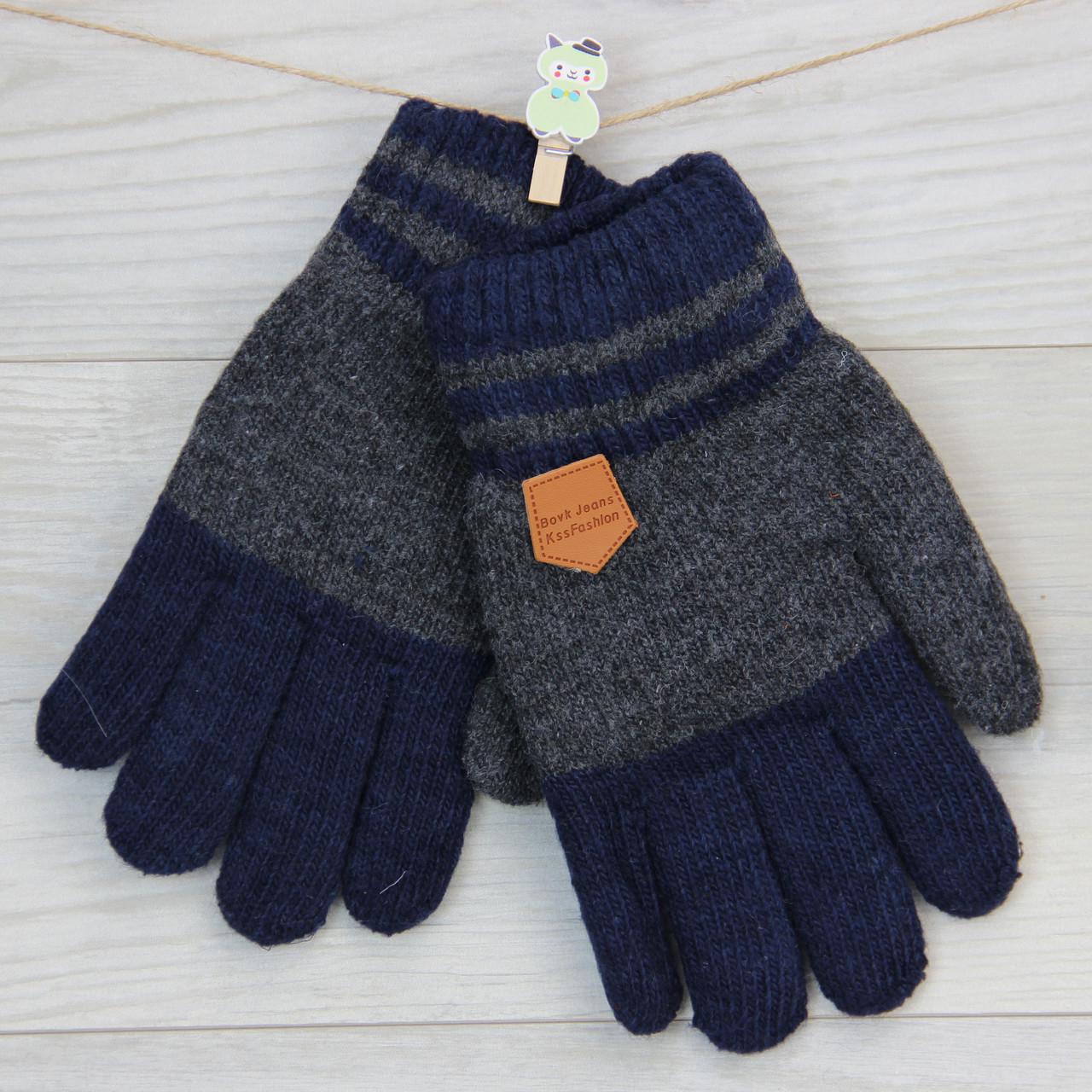 Перчатки детские зимние двойные шерстяные 8-11 лет 20х8х7 см Синий (30828) Перчатки детские зимние двойные шерстяные 8-11 лет 20х8х7 см Синий (30828)