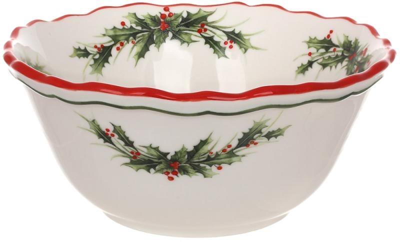 Набор фарфоровых пиал Evergreen Christmas фарфор с каймой 400 мл 2 шт. Красный