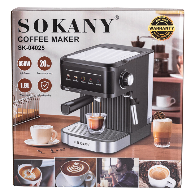 Кофеварка рожковая с капучинатором Sokany SK-04025 1,8 л профессиональная электрическая 850 Вт Черный - фото 10