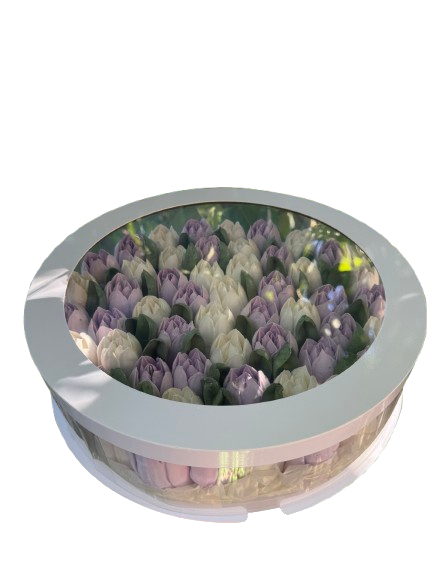 Коробка зефірних квітів ручної роботи 30 см (28830897)