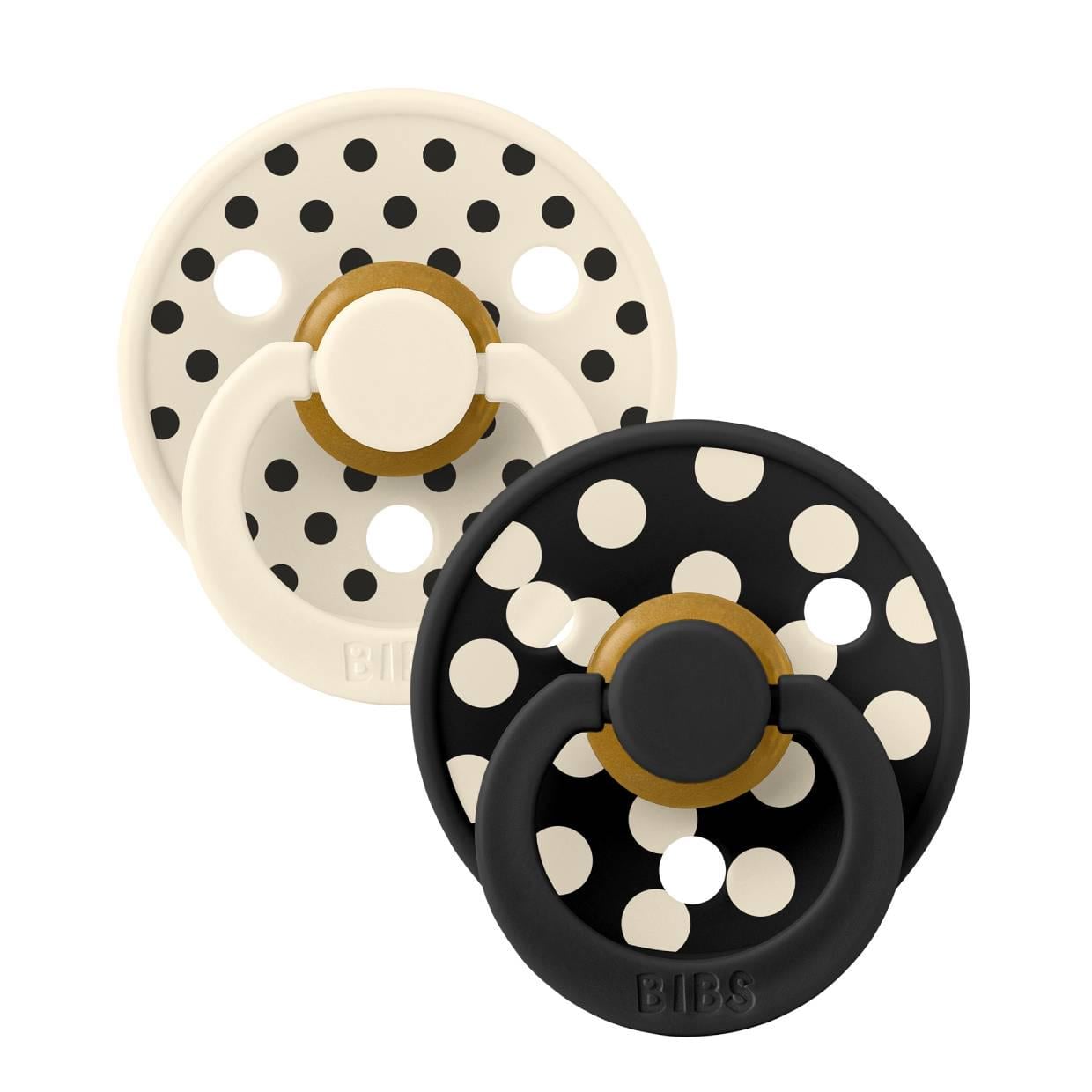 Пустышка Bibs STUDIO COLOUR Polka Latex Round 6-18 мес. Ivory/Black Пустышка Bibs STUDIO COLOUR Polka Latex Round 6-18 мес. Ivory/Black
