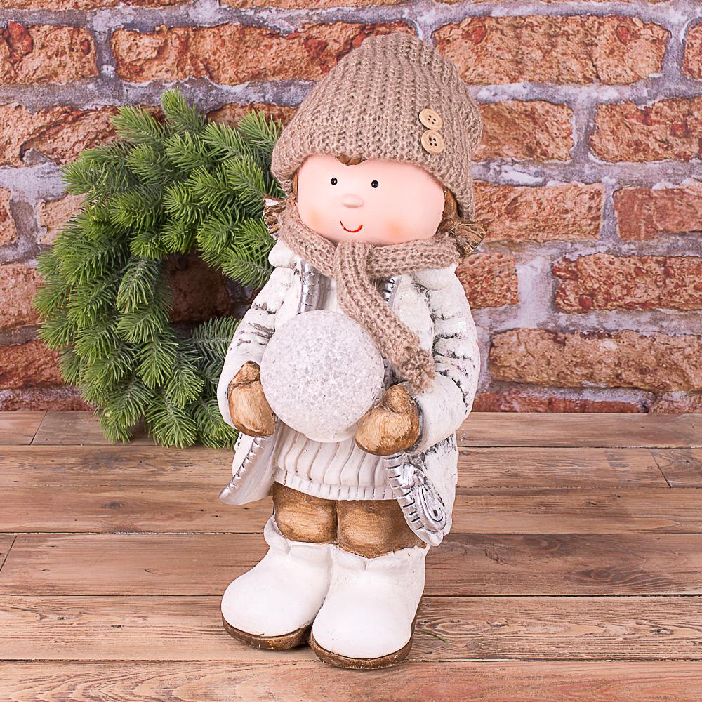 Статуэтка новогодняя Девочка с шариком с LED подсветкой 40 см (2885-1)