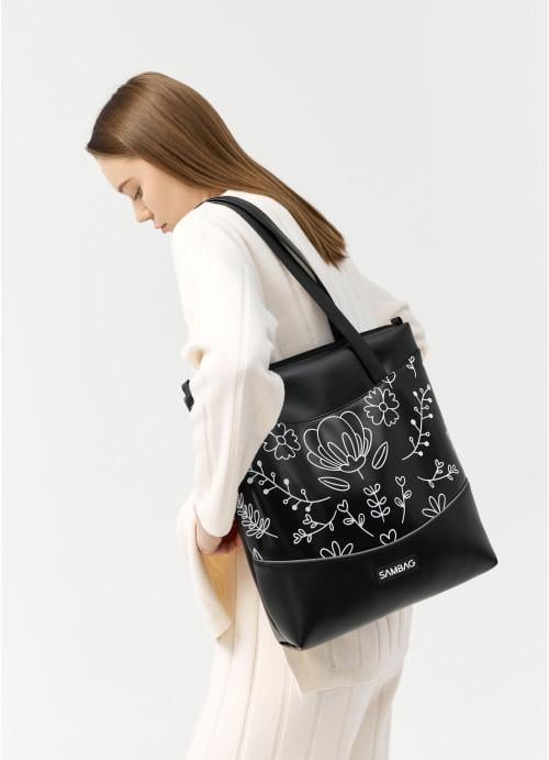 Жіноча сумка-шоппер Sambag Bloom Чорний (968034730)