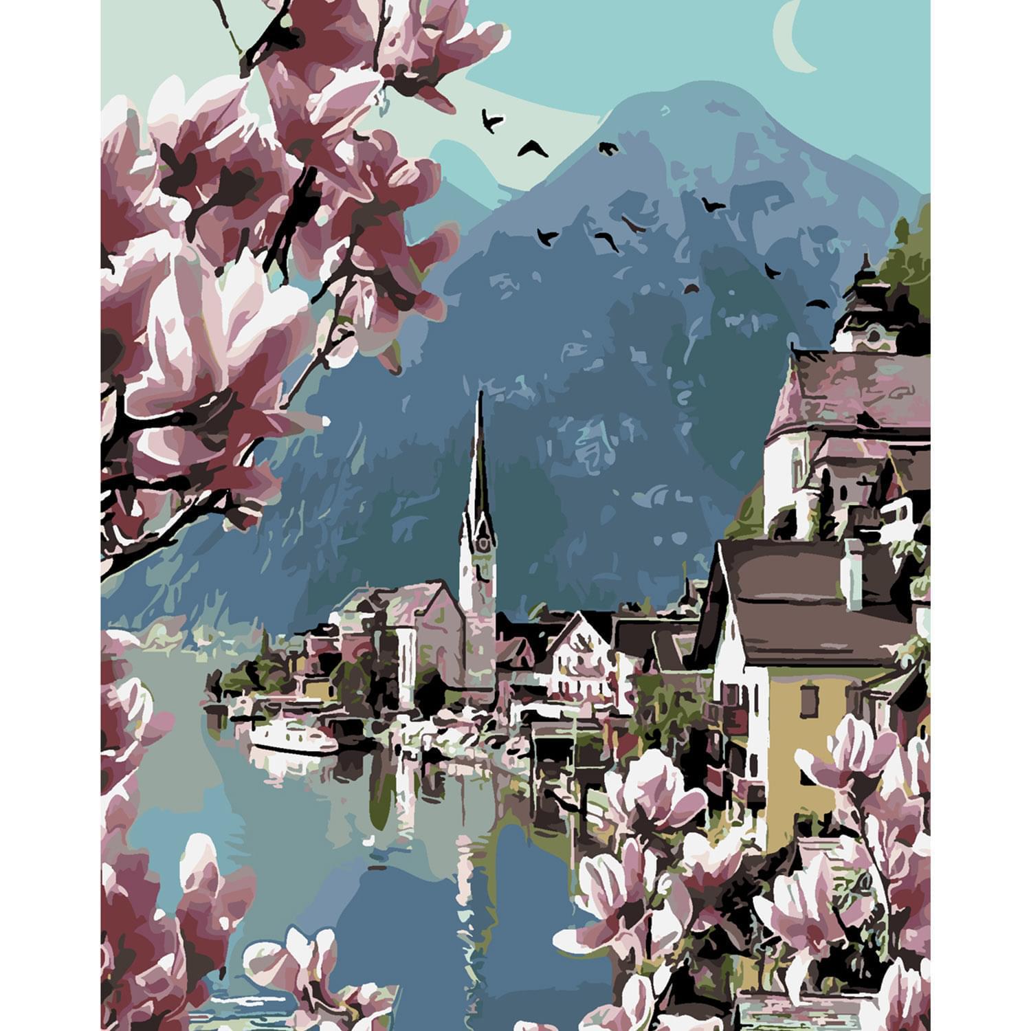 Картина за номерами Strateg Преміум Сакура на світанку 40х50 см (SY6331)